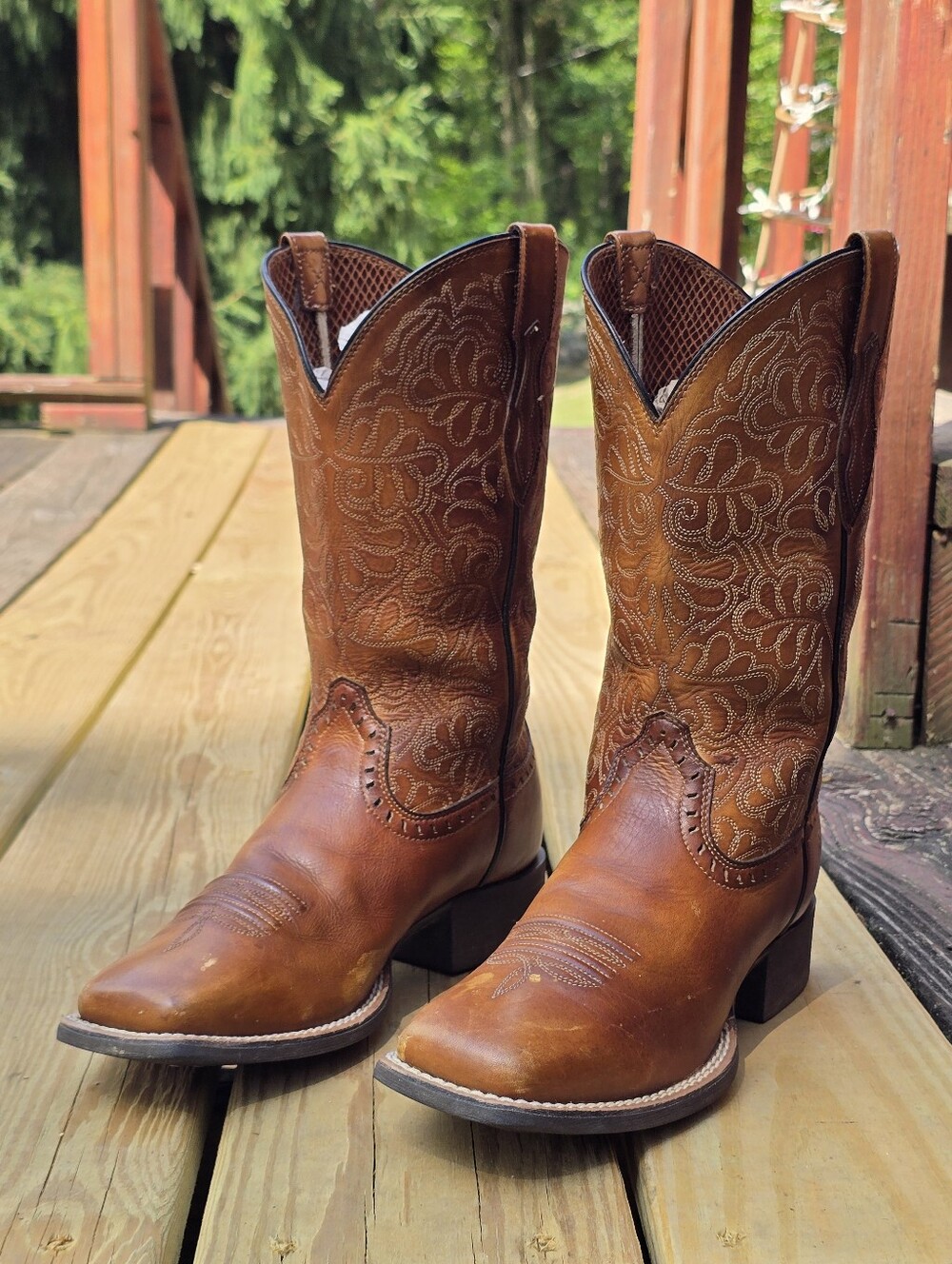 Ariat Womens Round Up Remuda Performance Western Boots, Brown, Square Toe, Sz 7B